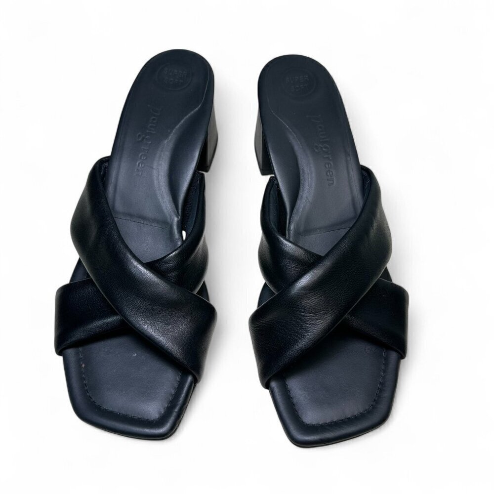 Paul Green Black Leather Low Heel Lauren Sandal - UK 6, US 8.5 - Picture 4 of 13